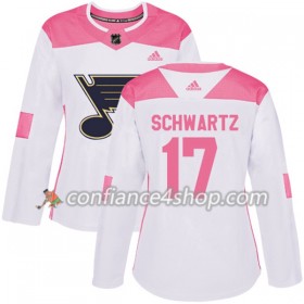 Adidas Maillot de Hockey St. Louis Blues Jaden Schwartz 17 2017-2018 Blanc Rose Fashion Authentic - Femme